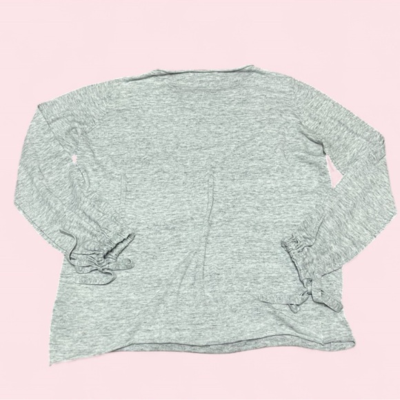 Zara Knit Boat Neck Tunic Sweater Heather Gray Bow Tie Balloon Sleeves | M | GUC - Picture 3 of 6